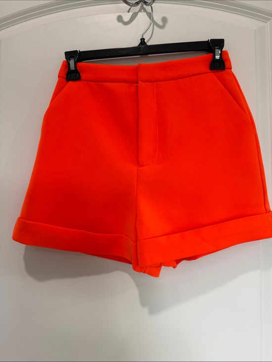 Endless Rose Pants - Endless Rose Neon Orange High-Rise Cuffed Shorts